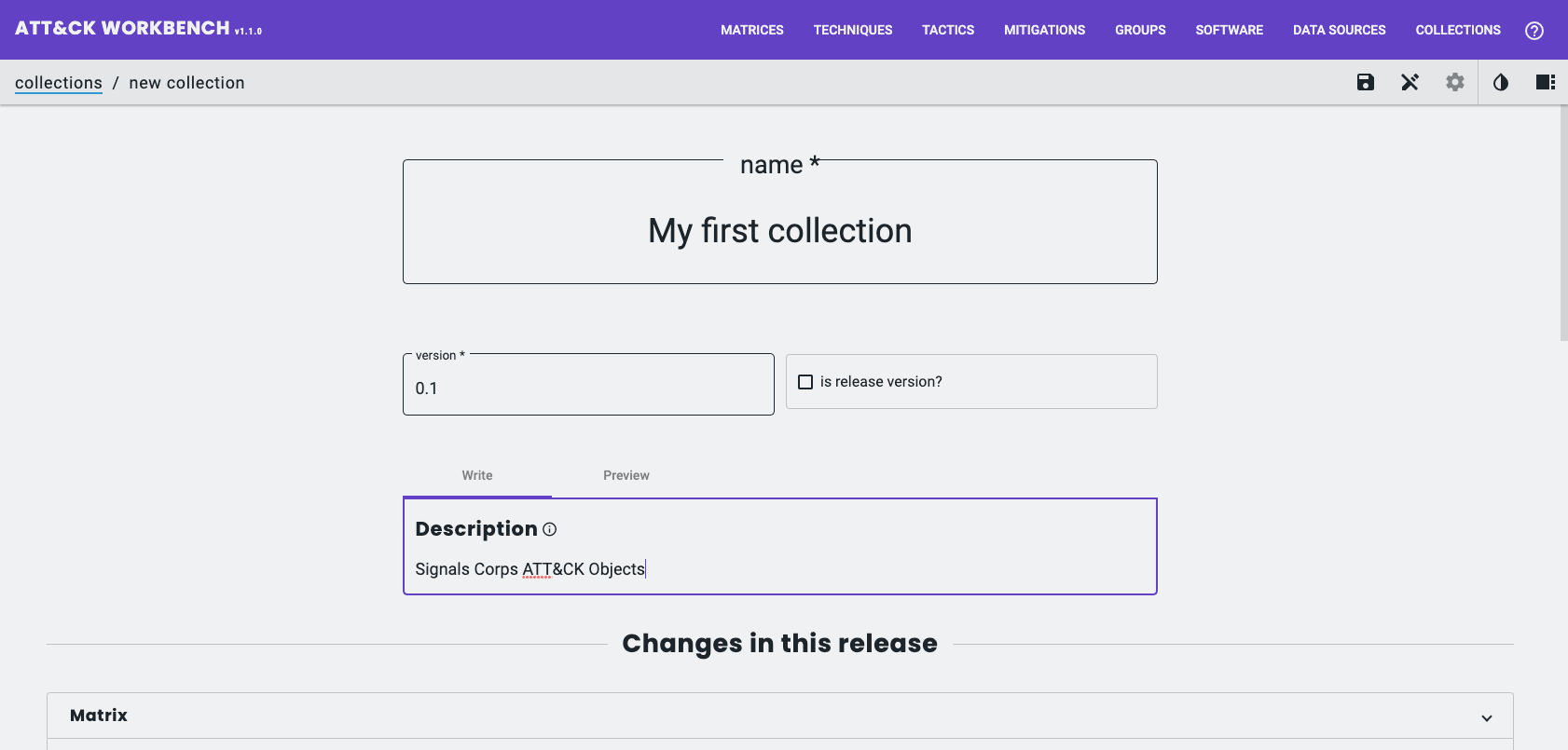 ATT&CK Workbench custom collection ATT&CK Workbench custom collection