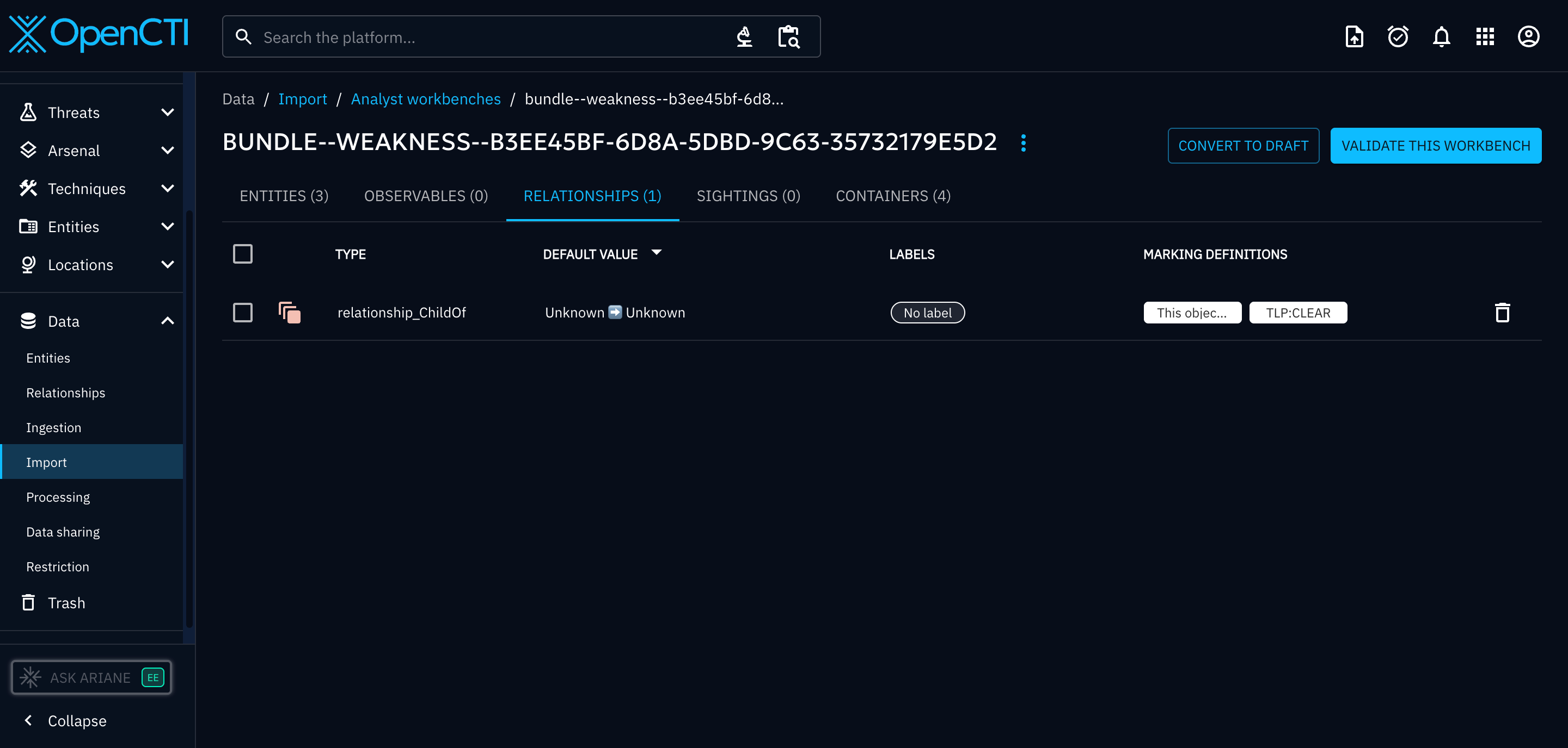 OpenCTI Weakness Import Relationships